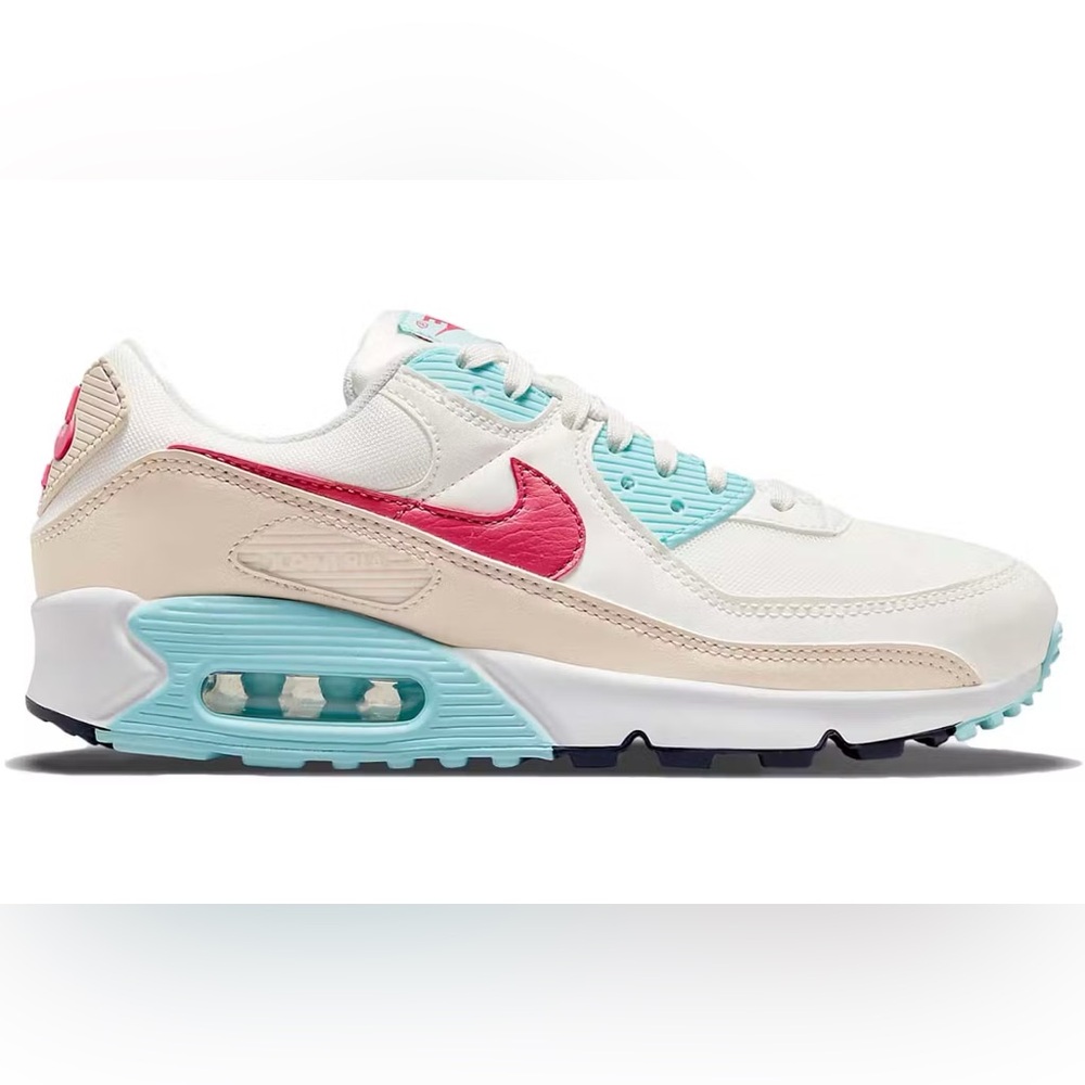 Nike Women's Air Max 90s - Light Blue, White, Tan, and Pink, 9.5W